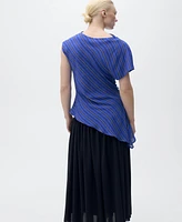 Mango Women's Asymmetrical Striped Blouse