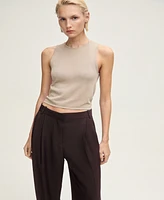 Mango Women's Wide Leg Pleated Pants