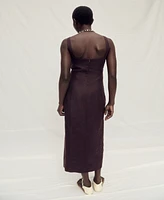 Mango Women's Front Opening Linen Midi Dress