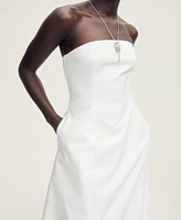 Mango Women's Puffed Hem Strapless Dress