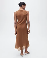 Mango Women's Draped Neck Lyocell Dress