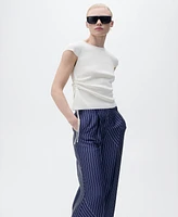 Mango Women's Combined Stripes Satin Pants