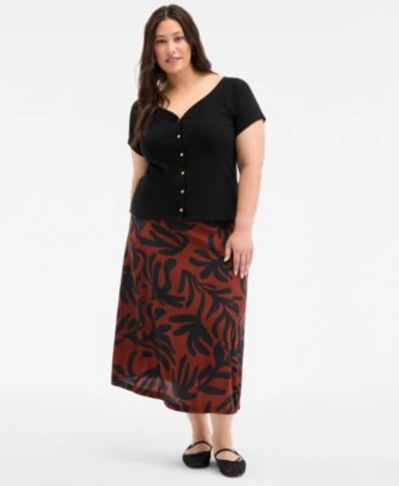 On 34th Trendy Plus Size Snap Front T Shirt Underwater Floral Slip Skirt Exclusively At Macys