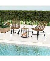 3 Pcs Outdoor Furniture Set with Pet House & Heavy Duty Metal Frame
