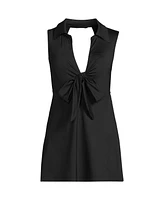 Lands' End Women's Polo Collar Tie Front Swim Dress Swimsuit
