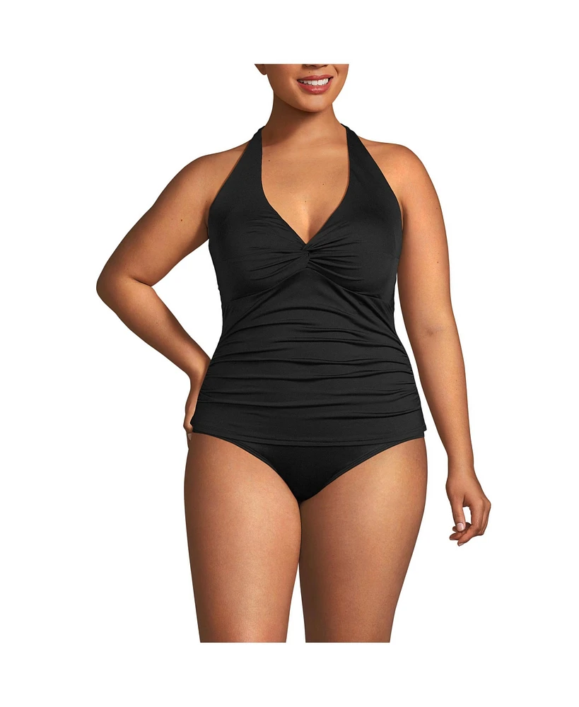 Lands' End Plus Twist Halter Tankini Top