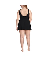 Lands' End Plus Long Side Tie Mini Swim Dress Swimsuit