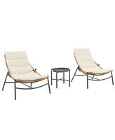 Manhattan Comfort 30.7" 3-Pc. Metal Sunset Modern Upholstered Patio Conversation Set