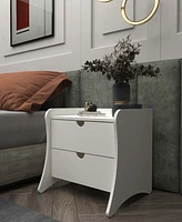 Manhattan Comfort 19.68" Wood Coney Mid-Century Modern 2-Drawer Nightstand