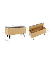 Manhattan Comfort 18.1" Wood Paloma Modern Upholstered Accent Storage Bench