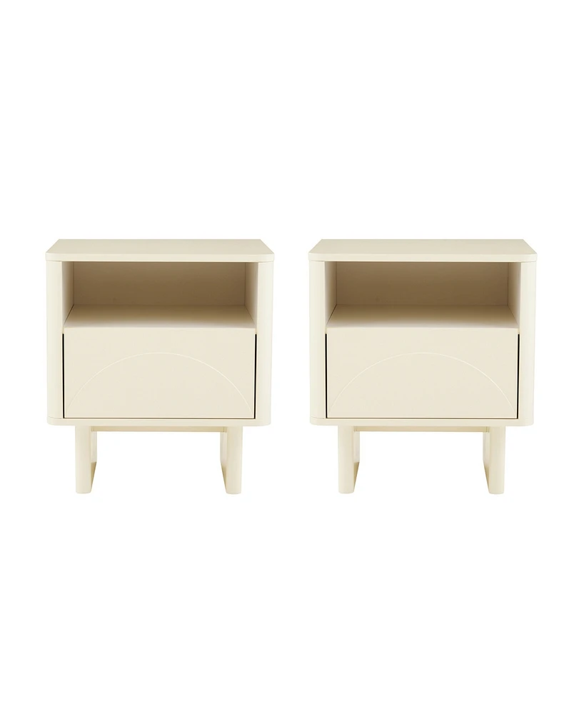 Manhattan Comfort 21.9" 2-Pc. Wood Ella Modern 2-Full Extension Drawer Nightstand Set