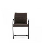 Set of 2 Faux Leather Industrial Dining Chairs for Home or Office Seating