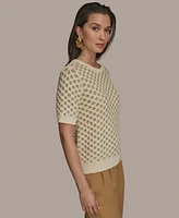Donna Karan New York Women's Two-Tone Honeycomb Sweater