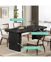 Tribesigns Dining Table for 4-6, Rectangular Wood Kitchen with Double Pedestal, 62-Inch Dinner Room, Living Easy Assembly