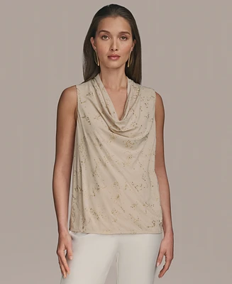 Donna Karan New York Women's Embellished Cowlneck Sleeveless Blouse