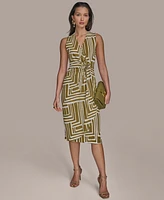 Donna Karan New York Women's Printed V-Neck Sleeveless Dress