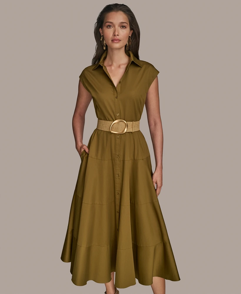Donna Karan New York Women's Belted Cap-Sleeve Dress