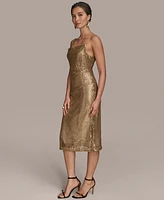 Donna Karan New York Women's Cowl-Neck Sleeveless Sequin Dress