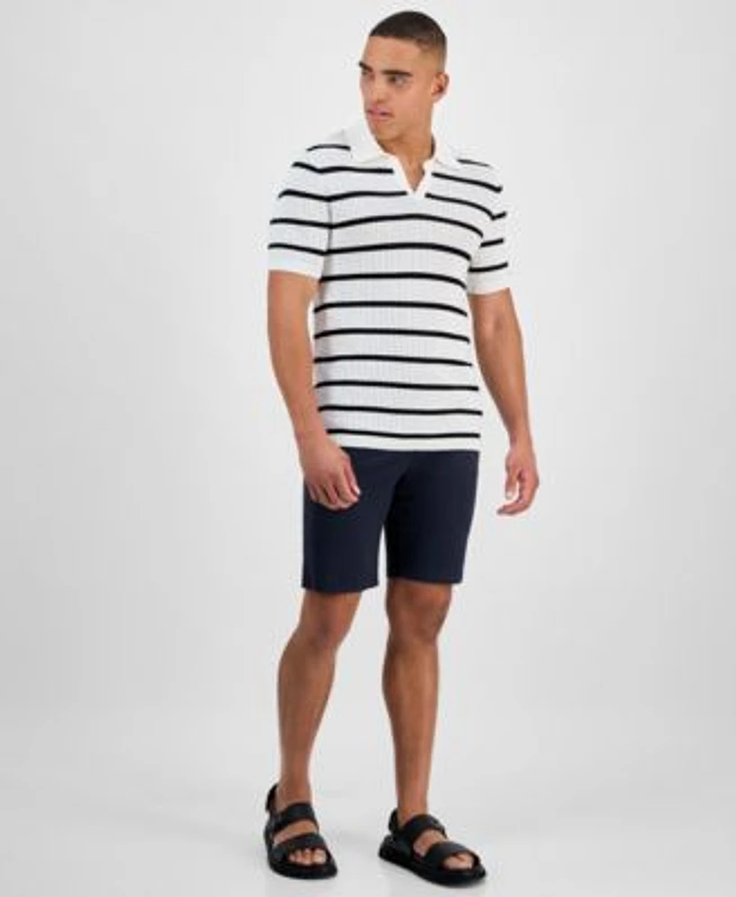 Karl Lagerfeld Mens Stripe Polo Shirt Shorts