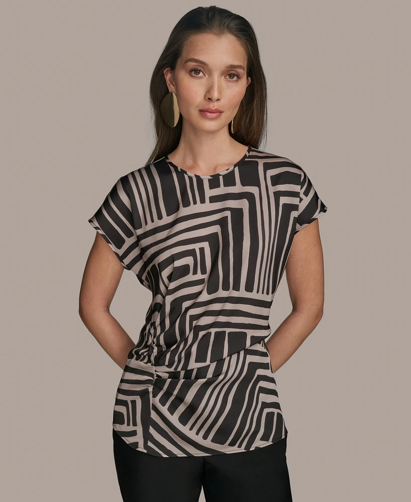 Donna Karan New York Women's Cap-Sleeve Printed Top