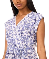 Msk Women's Printed V-Neck Short-Sleeve Maxi Dress