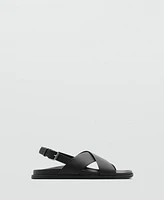 Mango Men's Leather Crossed Strap Sandals