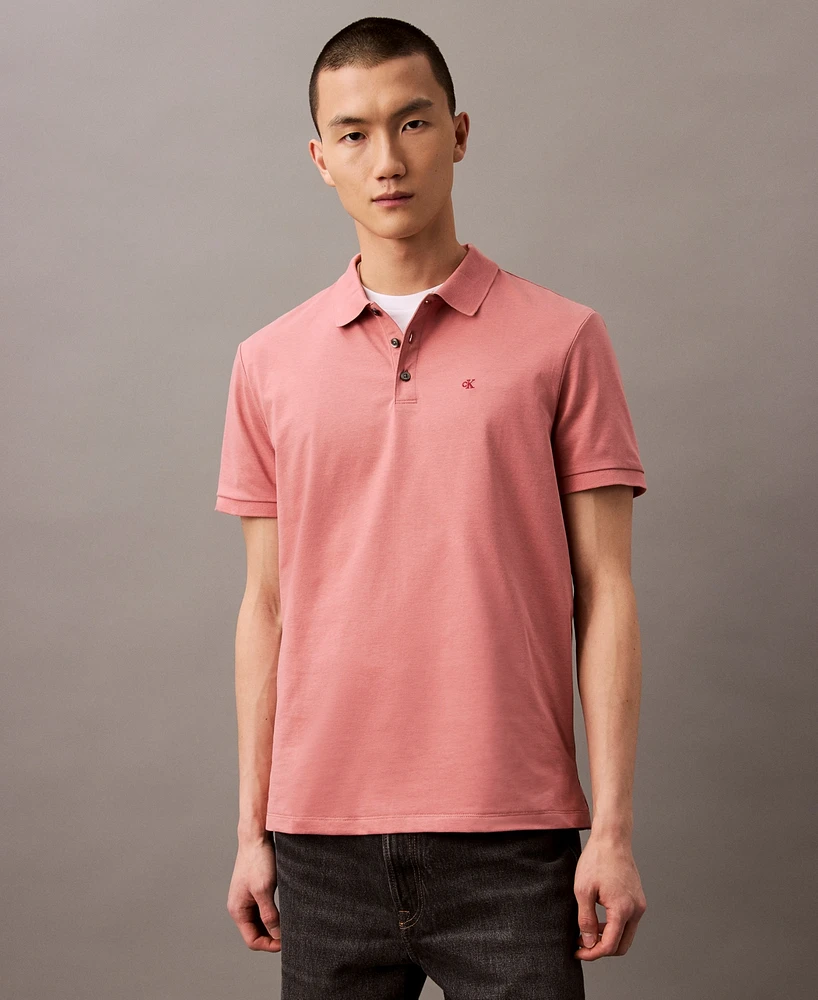 Calvin Klein Men's Regular-Fit Smooth Cotton Monogram Logo Polo Shirt