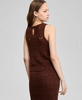 And Now This Women's Sleeveless Crochet Cotton Tank Top