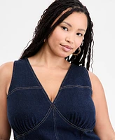 Bar Iii Plus Denim Halter Flared Dress, Exclusively at Macy's