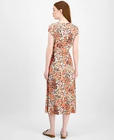 Tommy Hilfiger Women's Floral-Print Ladder-Trim Midi Dress