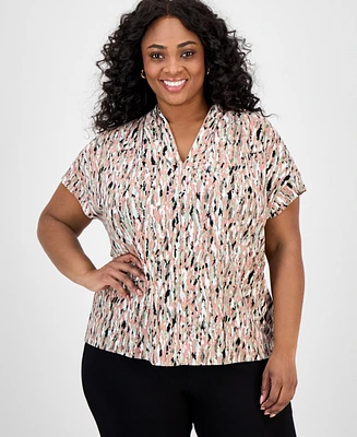 Kasper Plus Abstract-Print Top