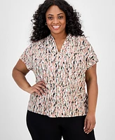 Kasper Plus Abstract-Print Top