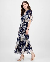 Sandra Darren Women's Surplice-Neck Chiffon Midi Dress