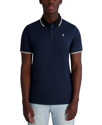 Karl Lagerfeld Paris Men's Short Sleeve Tipped Logo Polo Shirt