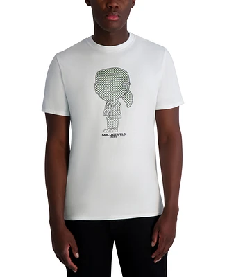 Karl Lagerfeld Paris Men's Short Sleeve Crewneck Rubberized Character Graphic T-Shirt