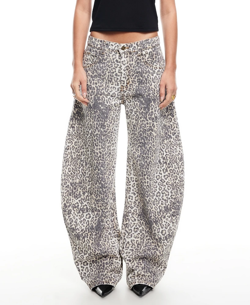 Lioness Women's Leopard-Print Horseshoe Jeans