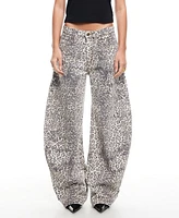 Lioness Women's Leopard-Print Horseshoe Jeans