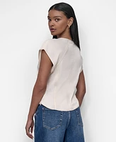 Dkny Women's Glazed Flutter-Sleeve Dressing Top