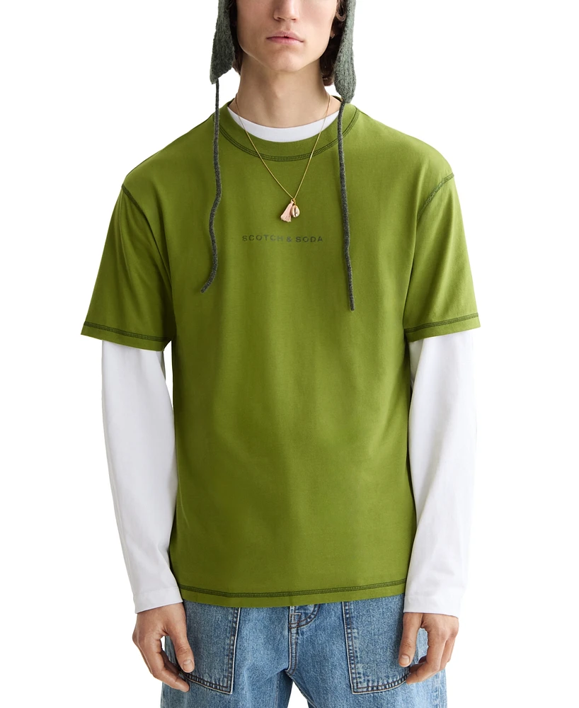 Scotch & Soda Men's Core Relaxed Fit Short Sleeve Logo Graphic Crewneck T-Shirt