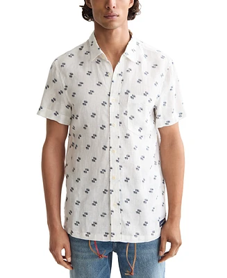 Scotch & Soda Men's Printed Short Sleeve Linen Button-Front Shirt