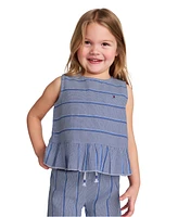 Tommy Hilfiger Toddler and Little Girls 2-Piece Yarn-Dyed Woven Ruffled Pants Set