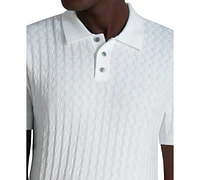Karl Lagerfeld Paris Men's Textured Short-Sleeve Sweater Polo Shirt