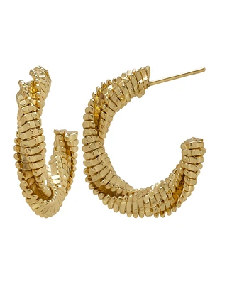 Macy's Braided Style Huggie 14K Gold Plate Earrings