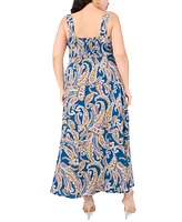 Msk Plus Paisley Square-Neck Sleeveless Maxi Dress
