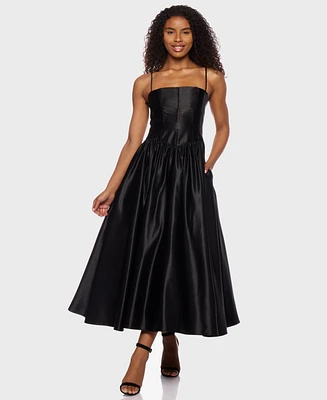 Alex & Sophia Juniors' Satin Corset Fit Flare Dress