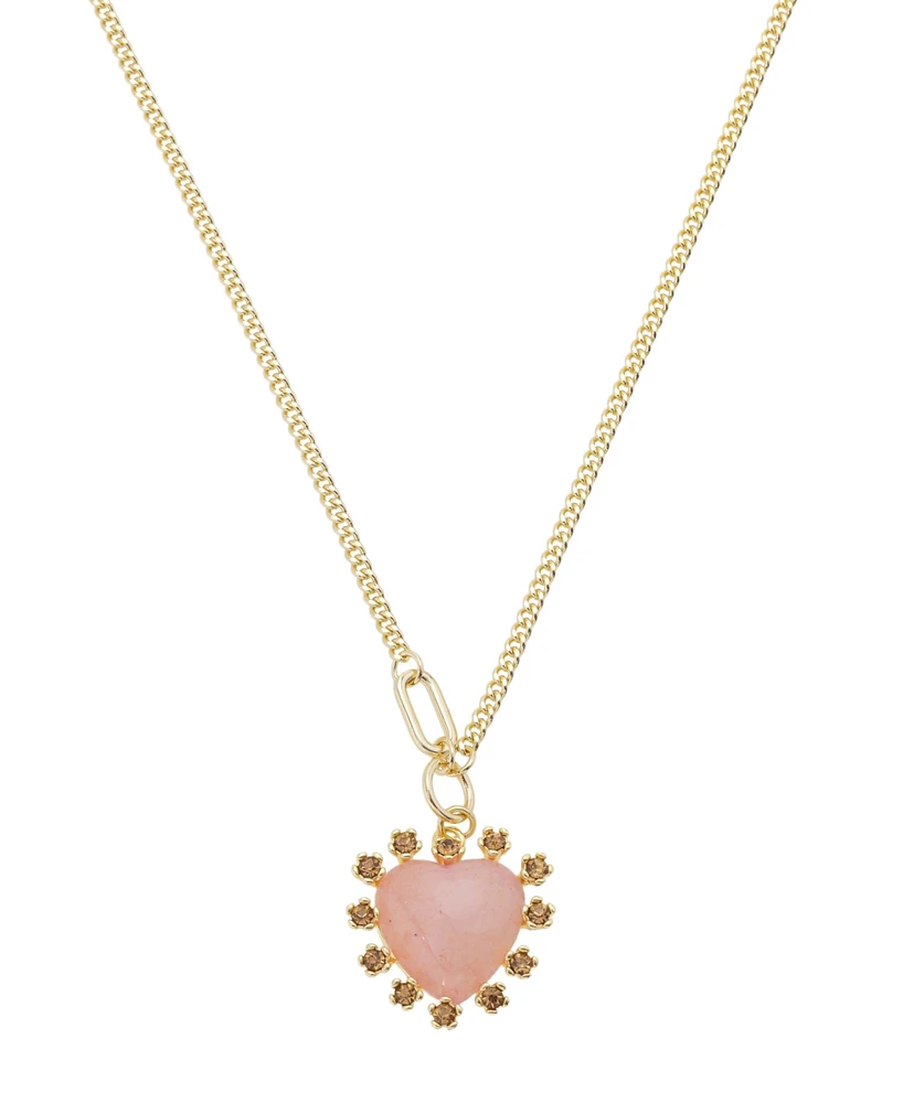 Unwritten Crystal and Rose Quartz Heart Pendant Necklace