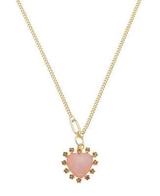 Unwritten Crystal and Rose Quartz Heart Pendant Necklace