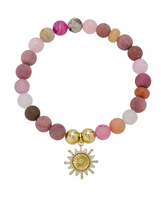 Unwritten Cubic Zirconia Sun Charm Stretch Bracelet
