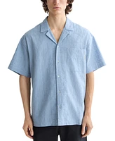 Scotch & Soda Men's Relaxed Fit Short Sleeve Cross Hatch Button-Front Camp Shirt