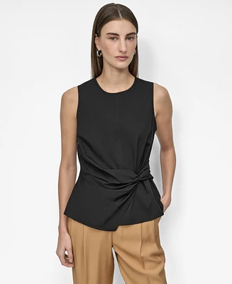 Dkny Women's Crewneck Twist-Waist Sleeveless Top